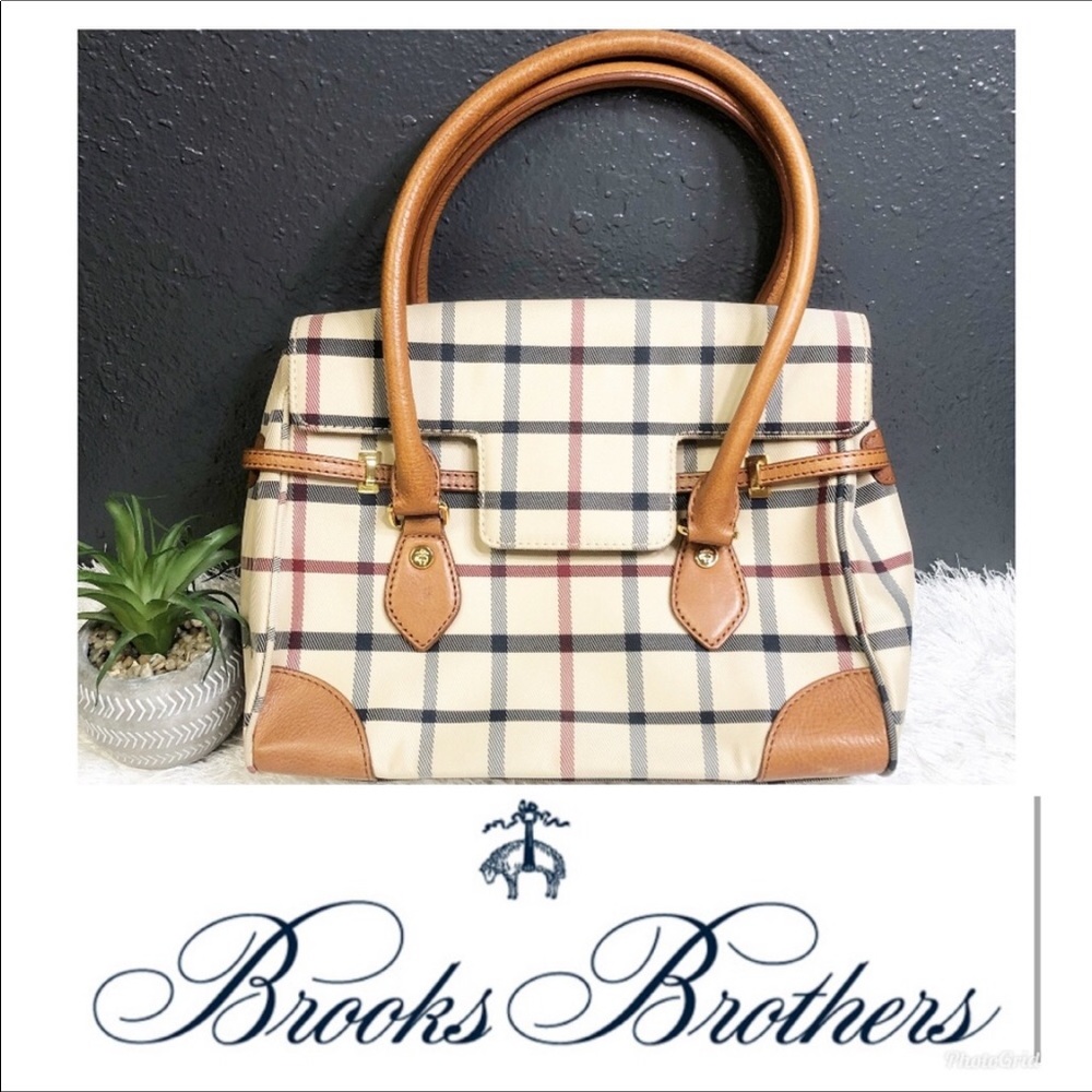 Brooks Brothers Plaid Cream Handbag/Purse